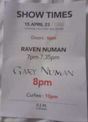 Gary Numan Show Times Camden Electric Ballroom